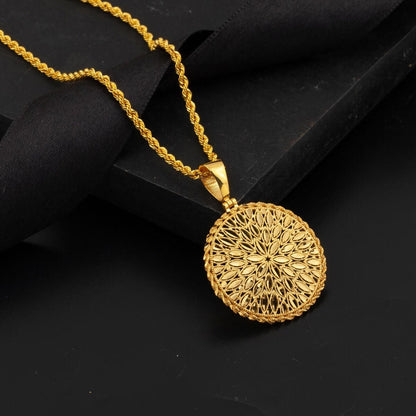 14K Yellow Gold Flower of Life Necklace (4.21 g)