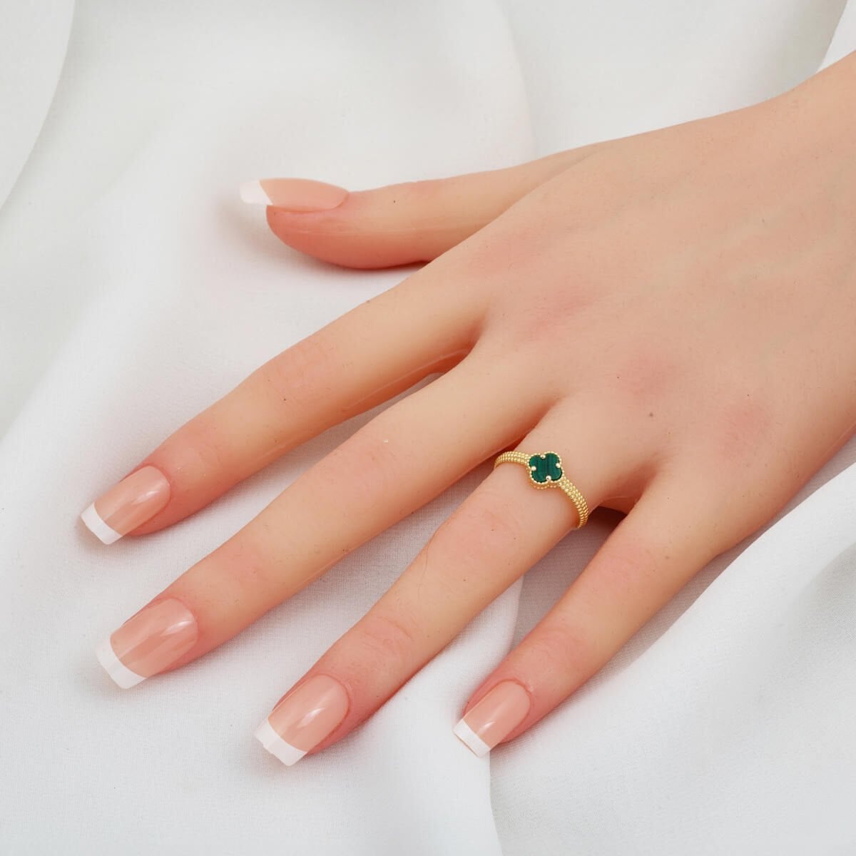 14K Yellow Gold Clover Green Cubic Zirconia Jewelry Set