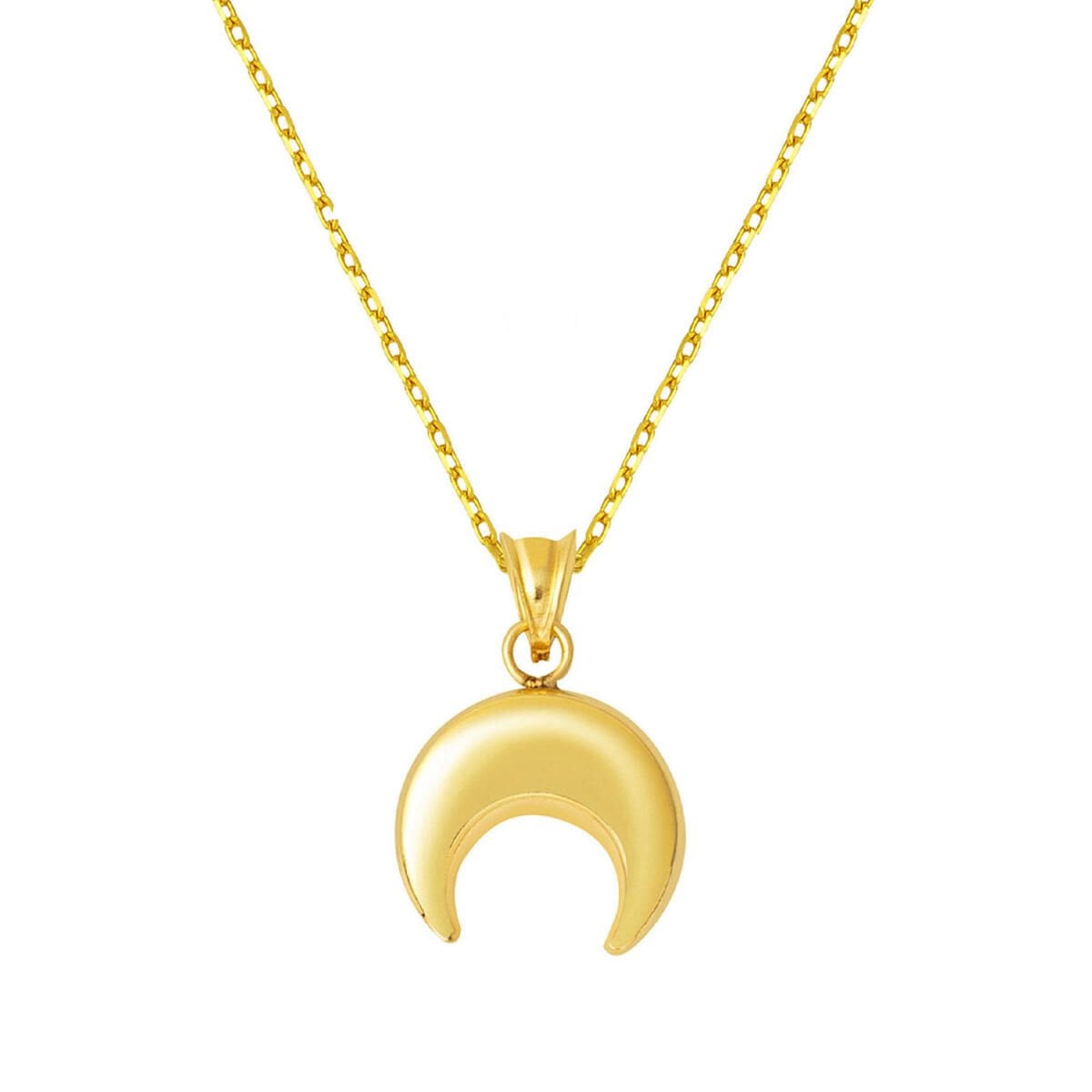 14K Yellow Gold Crescent Necklace