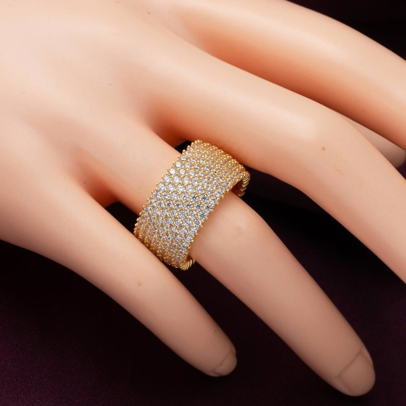 14K Yellow Gold 7 Row Cubic Zirconia Full Eternity Wedding Band