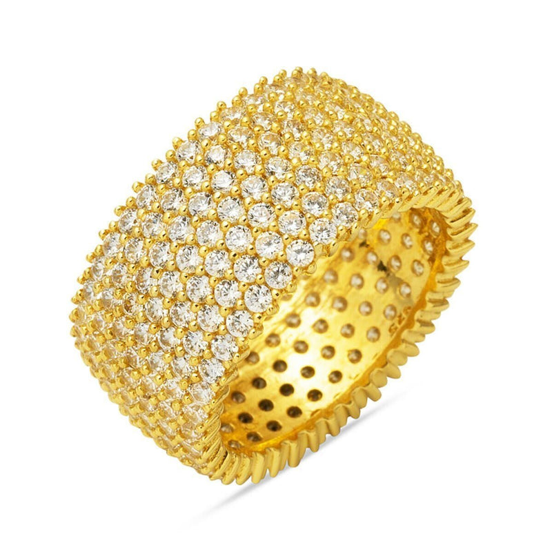 14K Yellow Gold 7 Row Cubic Zirconia Full Eternity Wedding Band