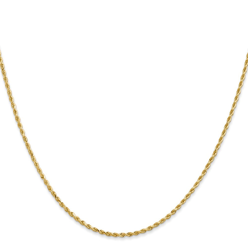 16 Inch 14K 1.5mm Diamond-Cut Rope Chain Necklace