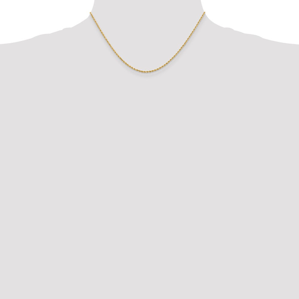 16 Inch 14K 1.5mm Diamond-Cut Rope Chain Necklace