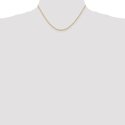 16 Inch 14K 1.5mm Diamond-Cut Rope Chain Necklace
