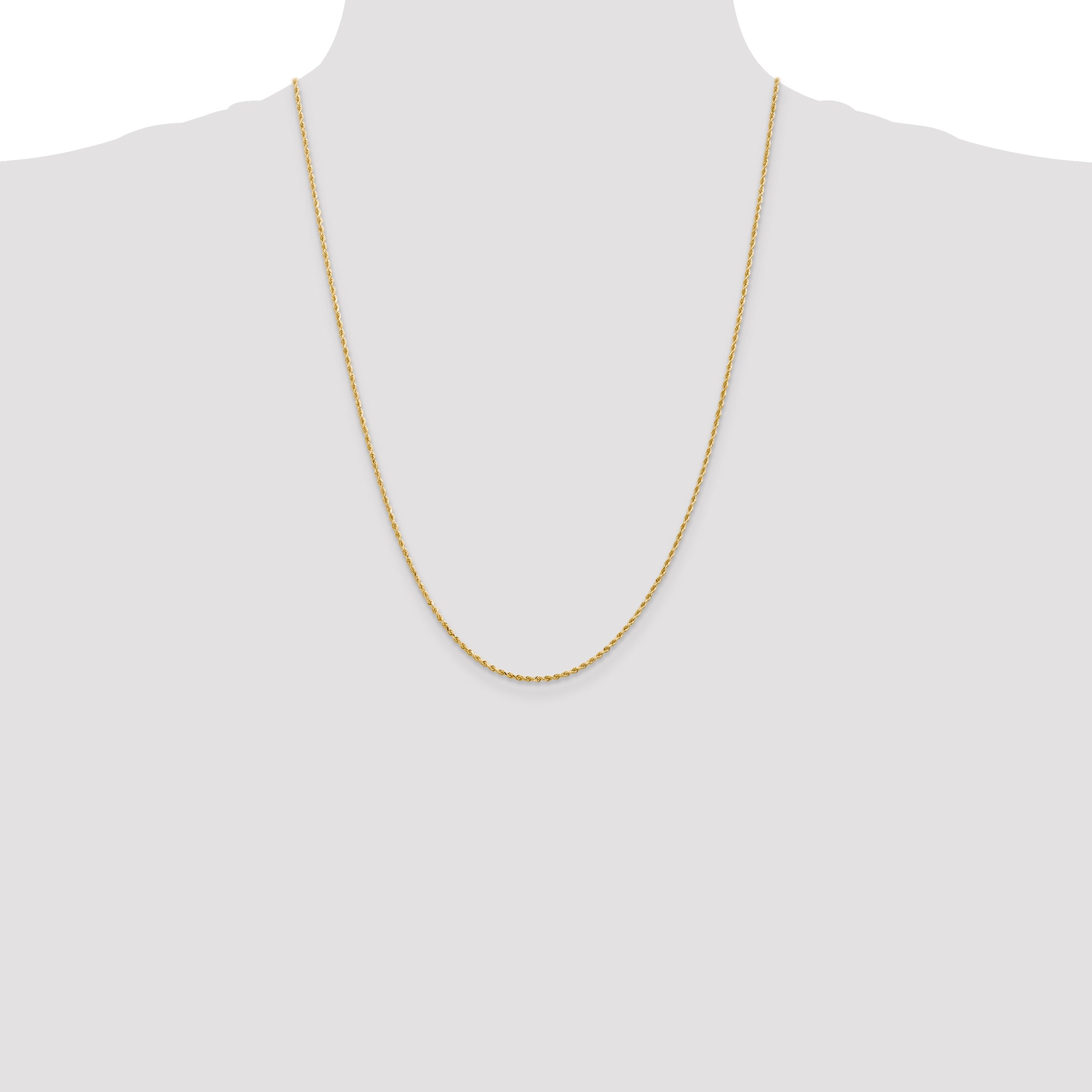 24 Inch 14K Yellow Gold 1.5mm Diamond Cut Rope Chain Necklace