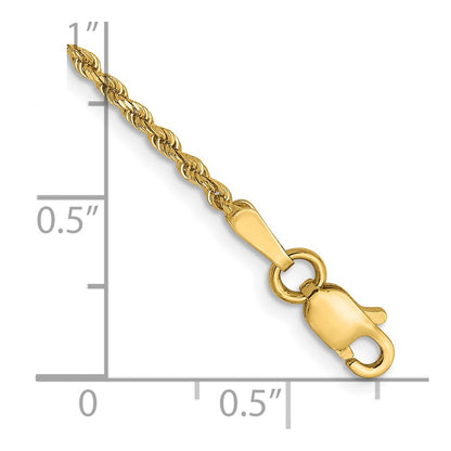 8 Inch 14K Yellow Gold 1.5mm Diamond Cut Rope Chain Bracelet