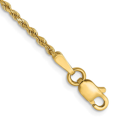 8 Inch 14K Yellow Gold 1.5mm Diamond Cut Rope Chain Bracelet