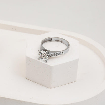 14K White Gold Solitaire Cubic Zirconia Ring (2.8 g)