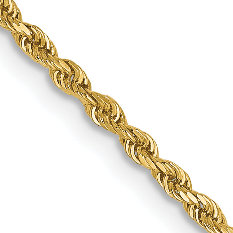 24 Inch 14K Yellow Gold 1.5mm Diamond Cut Rope Chain Necklace