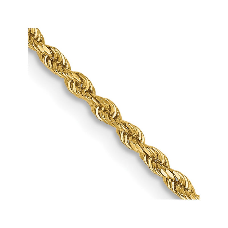 16 Inch 14K 1.5mm Diamond-Cut Rope Chain Necklace