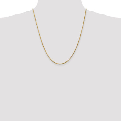 22 Inch 14K Yellow Gold 1.75mm Diamond Cut Rope Chain Necklace