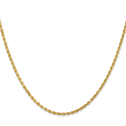 22 Inch 14K Yellow Gold 2mm Diamond Cut Rope Chain Necklace
