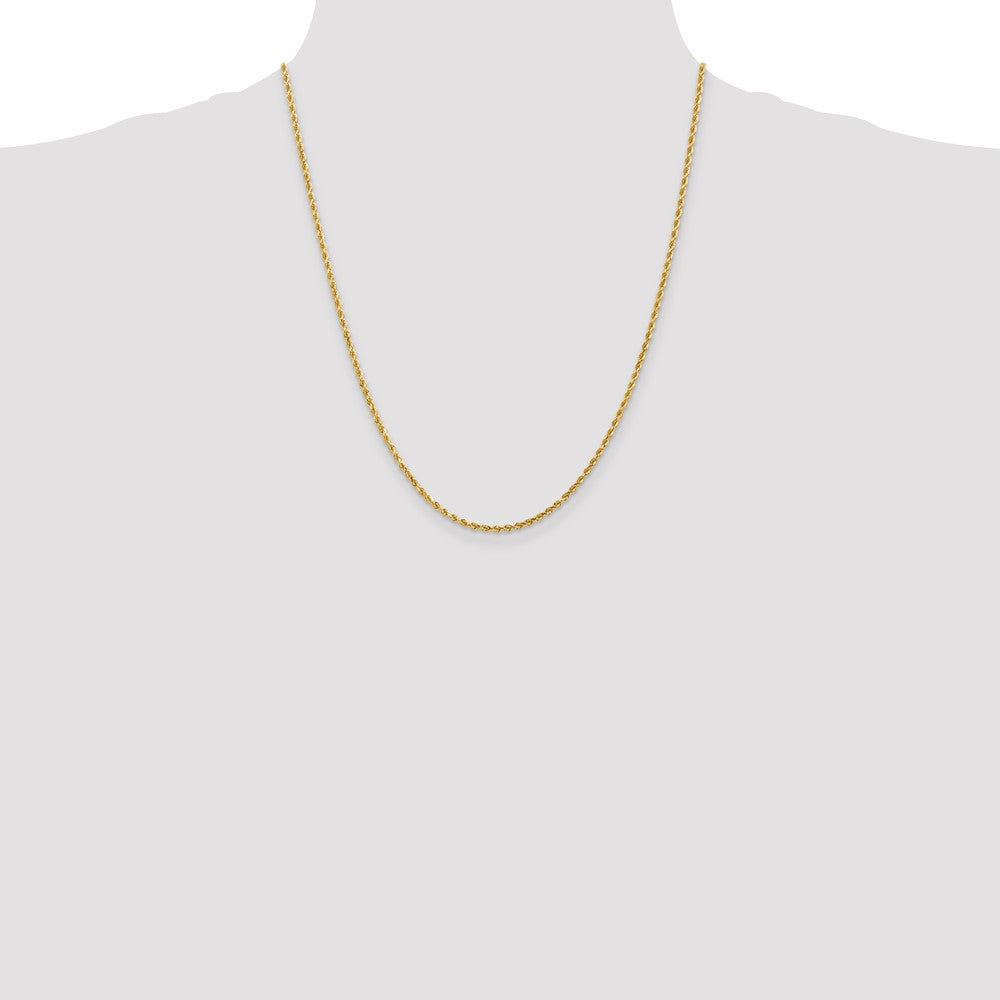 22 Inch 14K Yellow Gold 2mm Diamond Cut Rope Chain Necklace