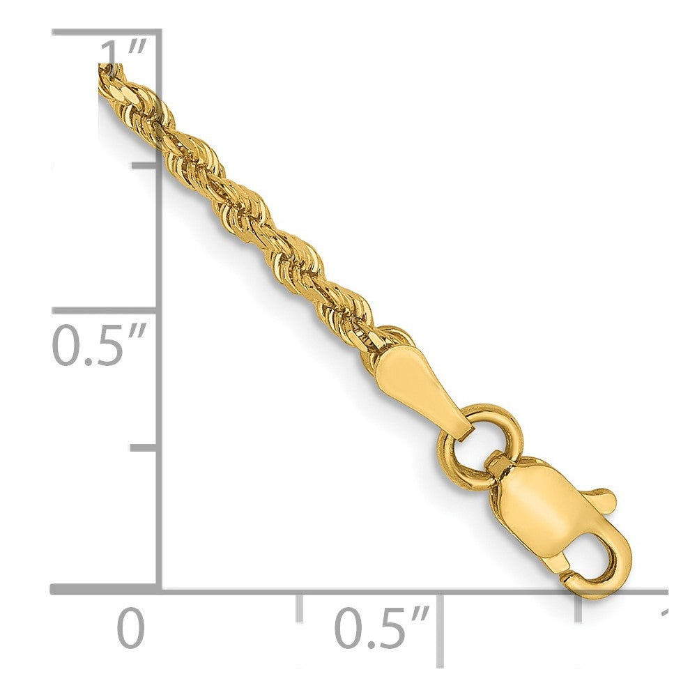 8 Inch 14K Yellow Gold 2mm Diamond Cut Rope Chain Bracelet