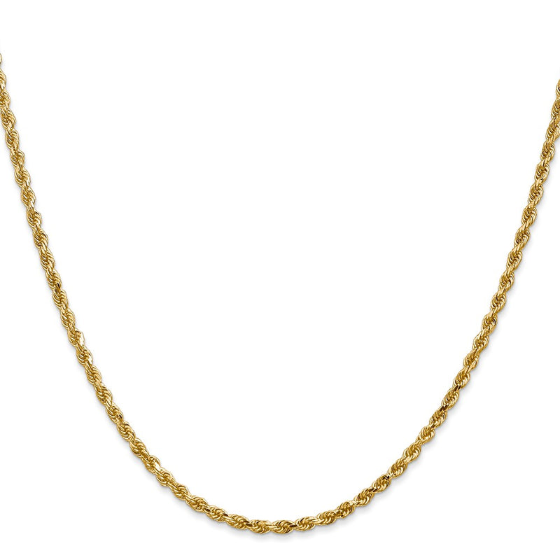 18 Inch 14K Yellow Gold 2.5mm Diamond Cut Rope Chain Necklace