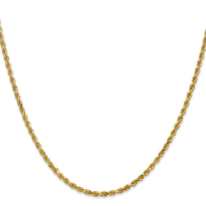 28 Inch 14K Yellow Gold 2.5mm Diamond Cut Rope Chain Necklace