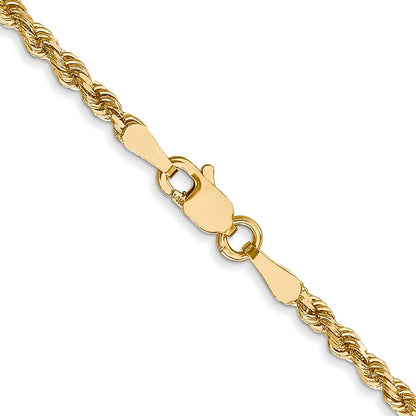 26 Inch 14K Yellow Gold 2.5mm Diamond Cut Rope Chain Necklace