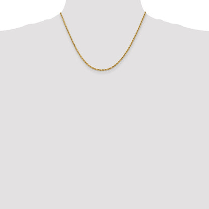 18 Inch 14K Yellow Gold 2.5mm Diamond Cut Rope Chain Necklace
