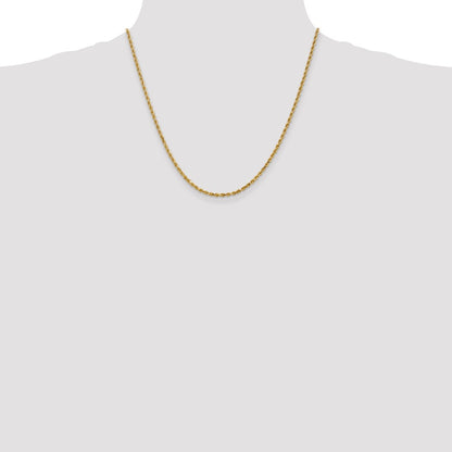 20 Inch 14K 2.5mm Diamond-Cut Rope Chain Necklace