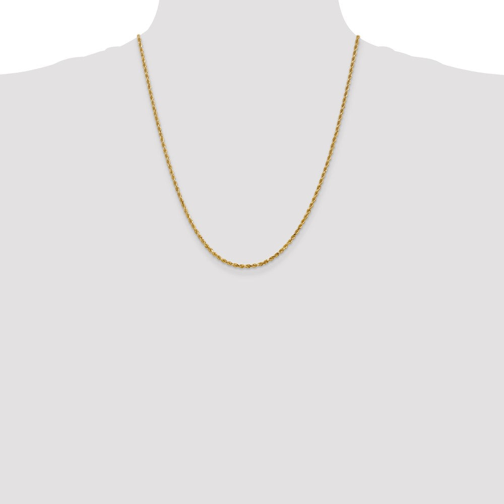 22 Inch 14K 2.5mm Diamond-Cut Rope Chain Necklace