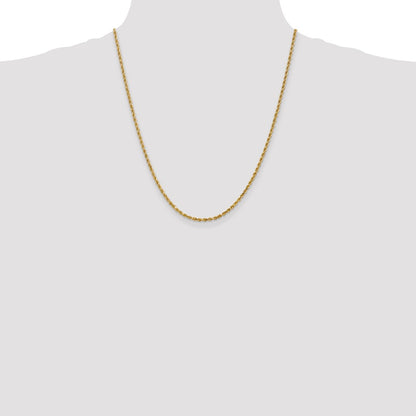 22 Inch 14K 2.5mm Diamond-Cut Rope Chain Necklace