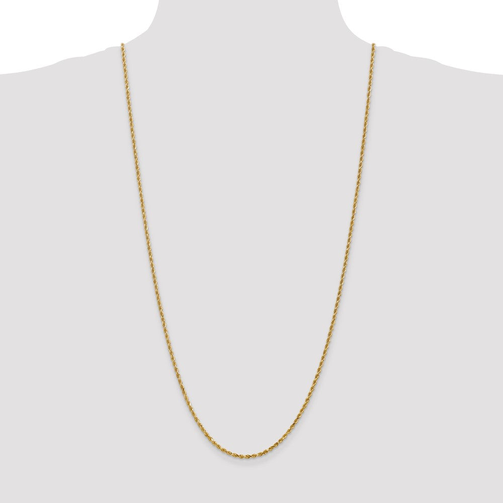 3 Inch 14K Yellow Gold 2.5mm Diamond Cut Rope Chain Necklace