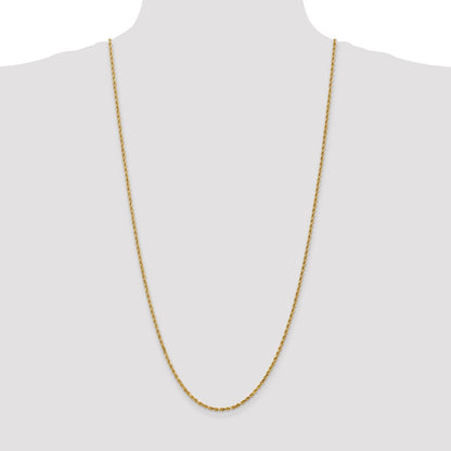 3 Inch 14K Yellow Gold 2.5mm Diamond Cut Rope Chain Necklace