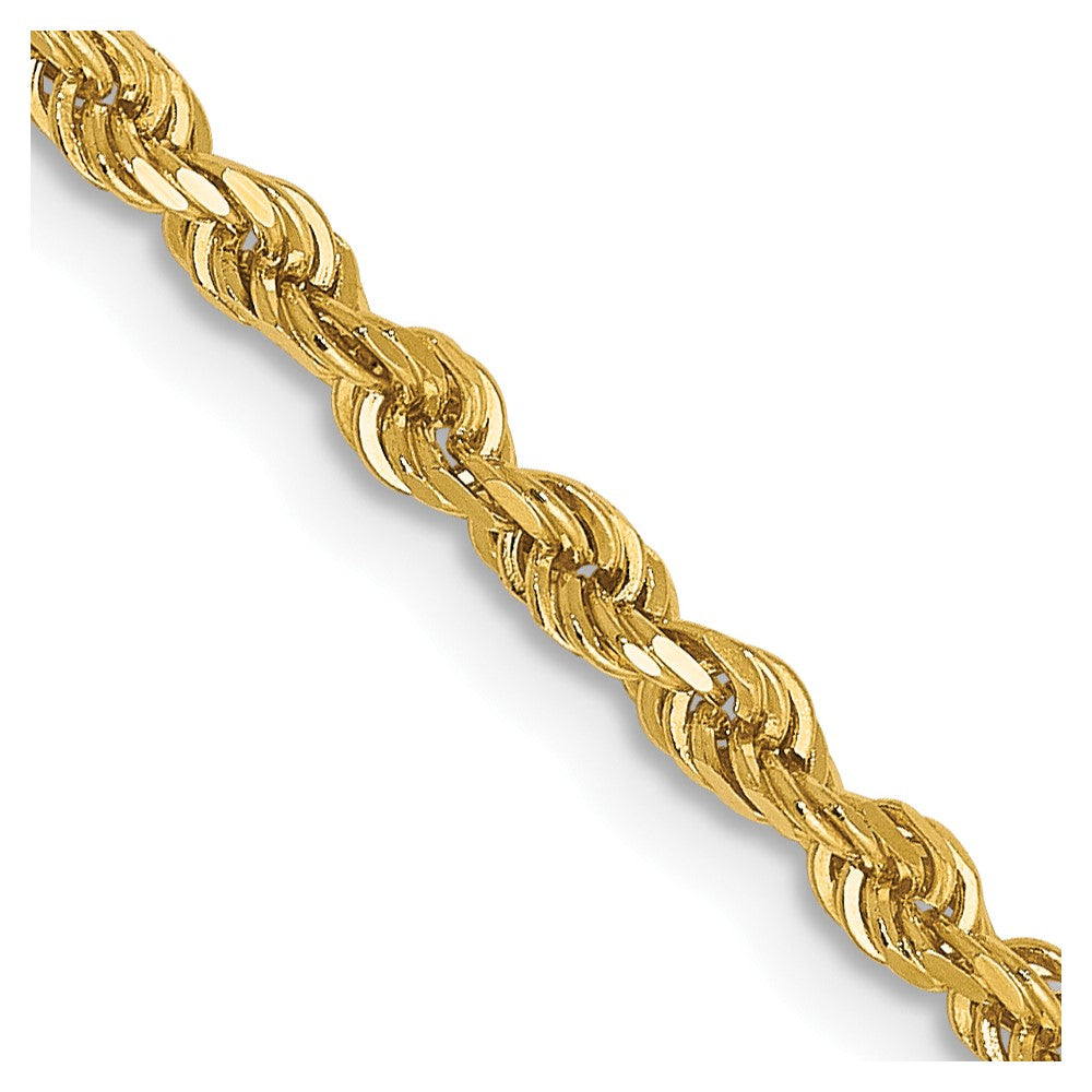 28 Inch 14K Yellow Gold 2.5mm Diamond Cut Rope Chain Necklace