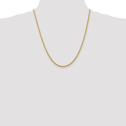 22 Inch 14K 2.75mm Diamond-Cut Rope Chain Necklace