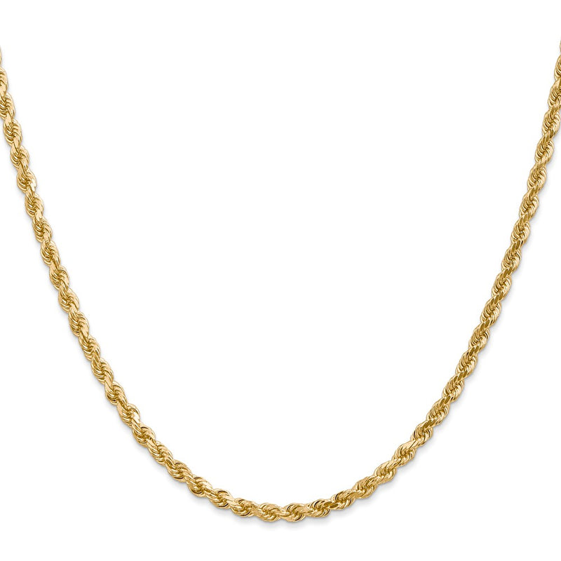 3 Inch 14K Yellow Gold 3mm Diamond Cut Rope Chain Necklace