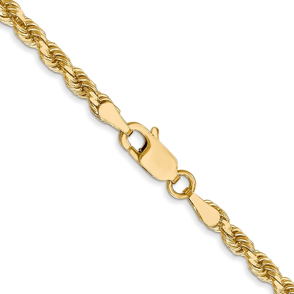 26 Inch 14K Yellow Gold 3mm Diamond Cut Rope Chain Necklace