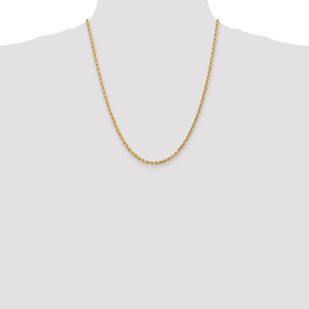 22 Inch 14K 3mm Diamond-Cut Rope Chain Necklace