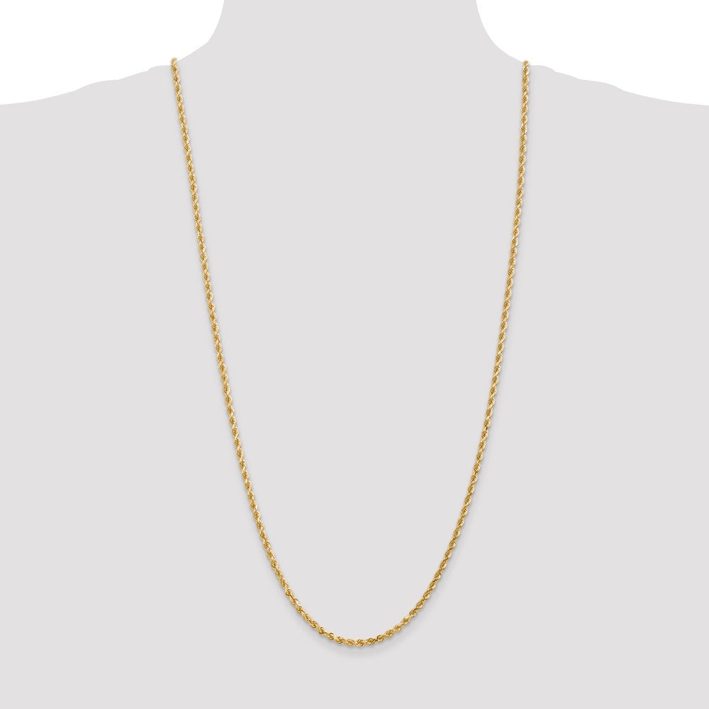 3 Inch 14K Yellow Gold 3mm Diamond Cut Rope Chain Necklace