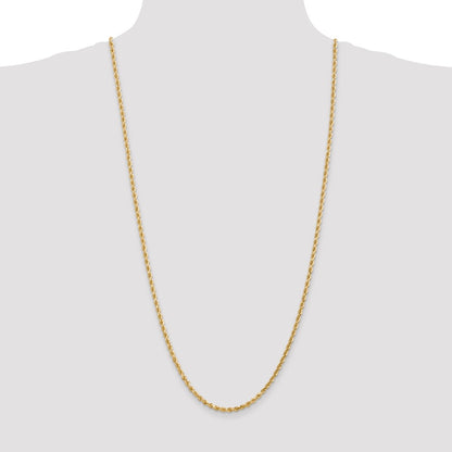3 Inch 14K Yellow Gold 3mm Diamond Cut Rope Chain Necklace