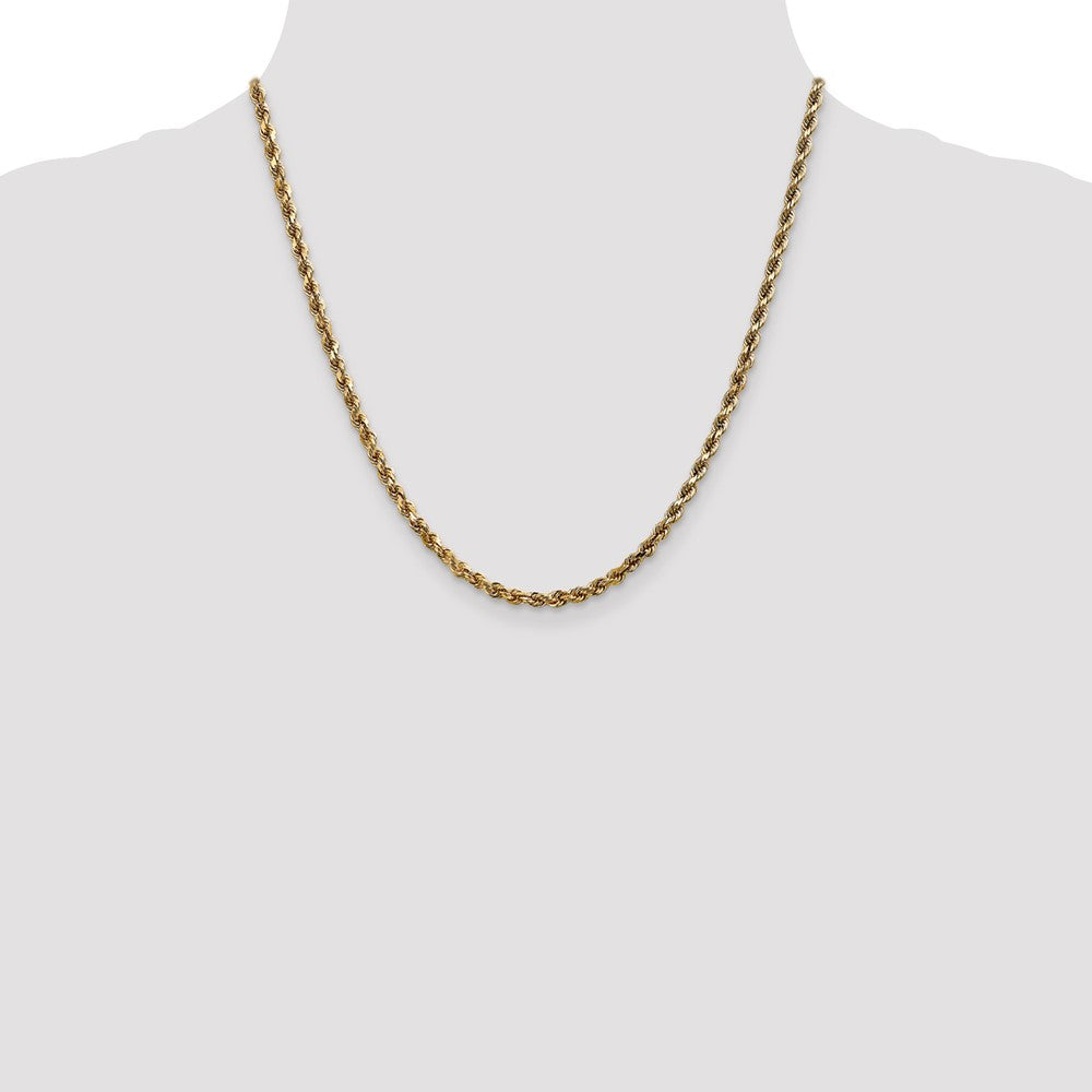 20 Inch 14K 3.5mm Diamond-Cut Rope Chain Necklace