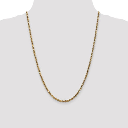 24 Inch 14K 3.5mm Diamond-Cut Rope Chain Necklace