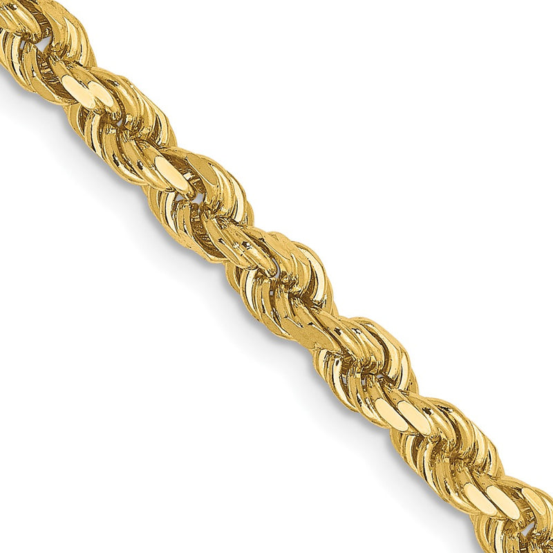 20 Inch 14K 3.5mm Diamond-Cut Rope Chain Necklace