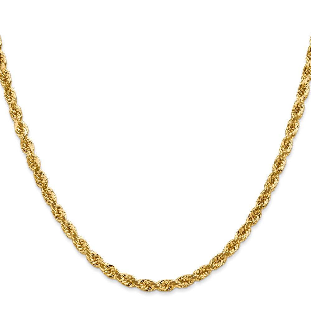 20 Inch 14K 4mm Diamond-Cut Rope Chain Necklace