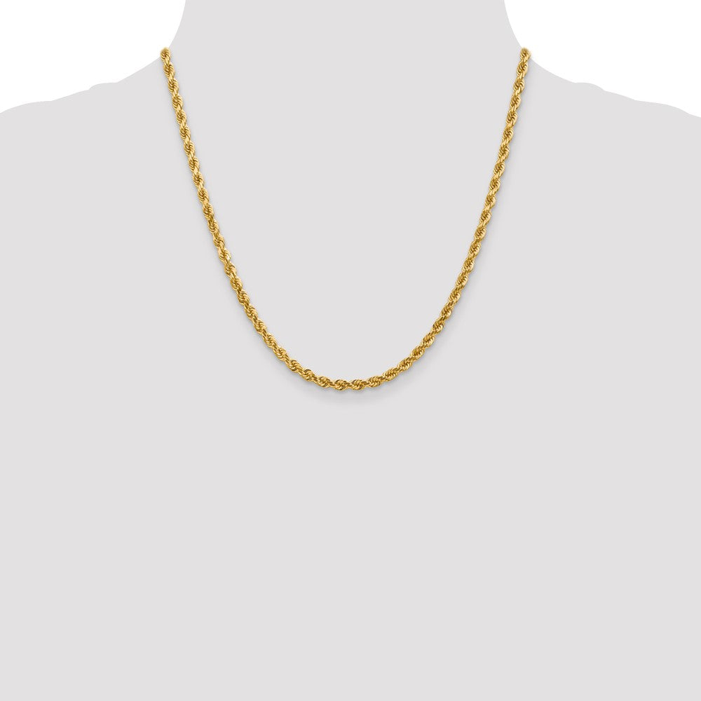 20 Inch 14K 4mm Diamond-Cut Rope Chain Necklace