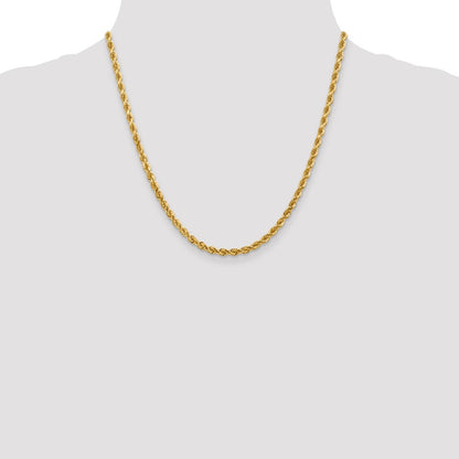20 Inch 14K 4mm Diamond-Cut Rope Chain Necklace