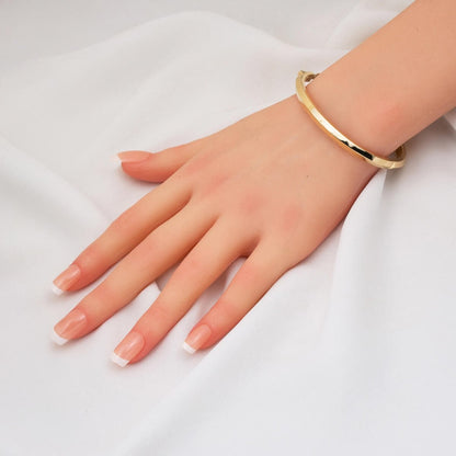 14K Yellow Gold Egg Shaped Hinged Cuff Bangle (9.02 g)