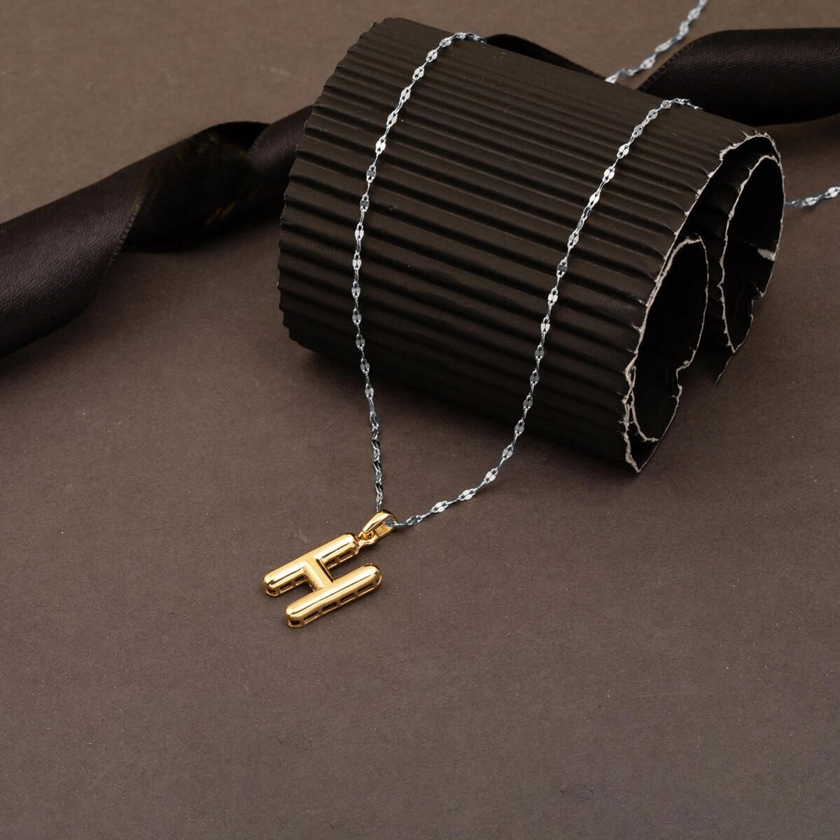 14K Yellow Gold Balloon Initial H Pendant