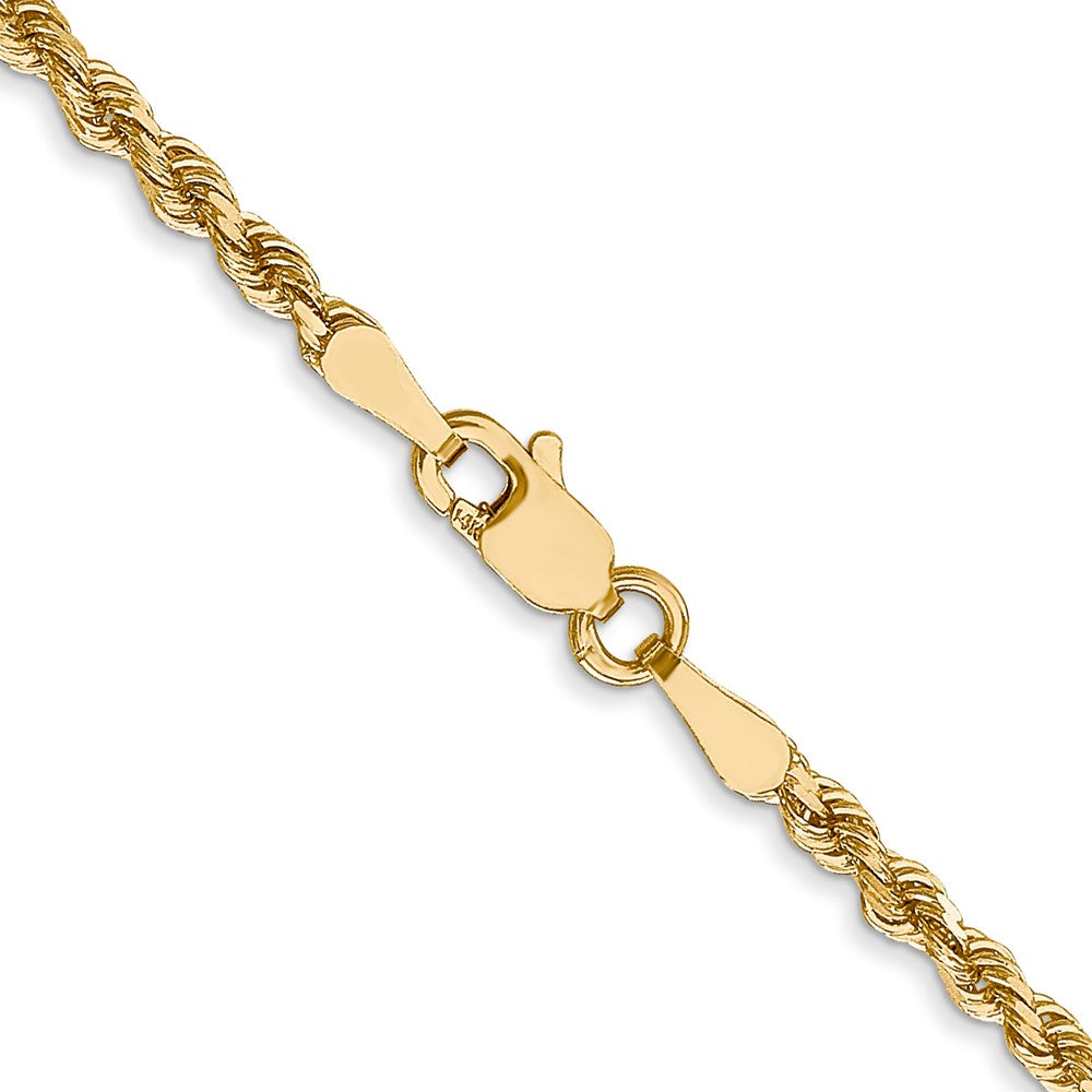 24 Inch 14K 2.5mm Diamond-Cut Lightweight Rope Chain Necklace