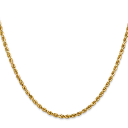 18 Inch 14K Yellow Gold 2.75mm Diamond Cut Lightweight Rope Chain Necklace