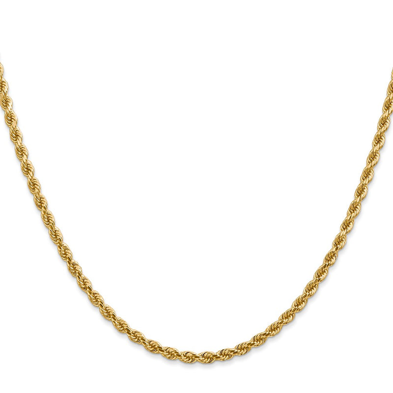 18 Inch 14K Yellow Gold 2.75mm Diamond Cut Lightweight Rope Chain Necklace