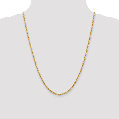 24 Inch 14K Yellow Gold 2.75mm Diamond Cut Lightweight Rope Chain Necklace