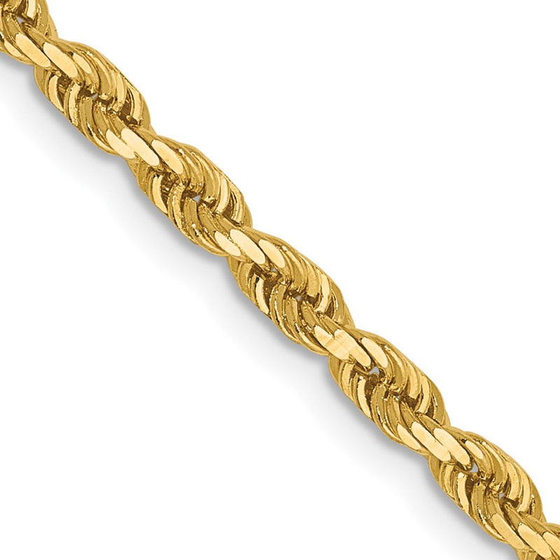 20 Inch 14K 2.75mm Diamond-Cut Lightweight Rope Chain Necklace