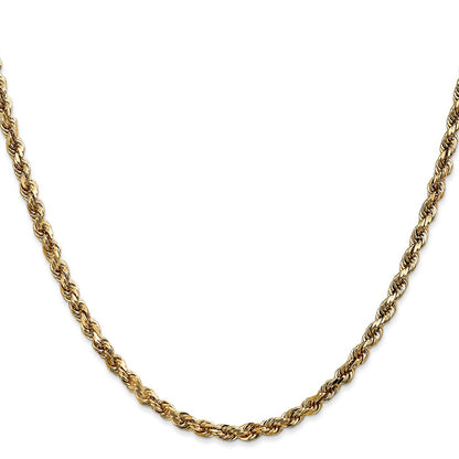 24 Inch 14K 3.5mm Diamond-Cut Lightweight Rope Chain Necklace
