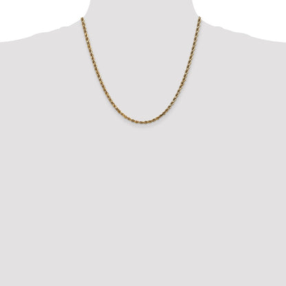 20 Inch 14K 3.5mm Diamond-Cut Lightweight Rope Chain Necklace