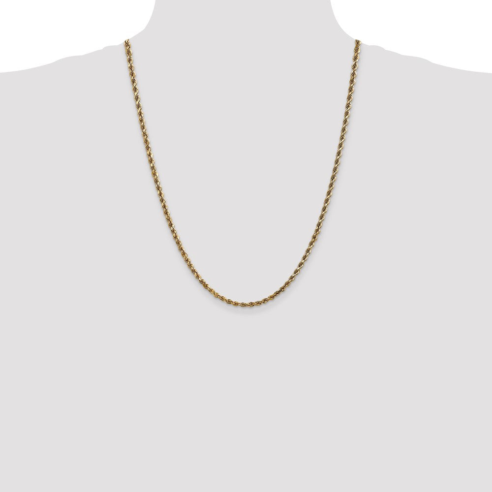 24 Inch 14K 3.5mm Diamond-Cut Lightweight Rope Chain Necklace